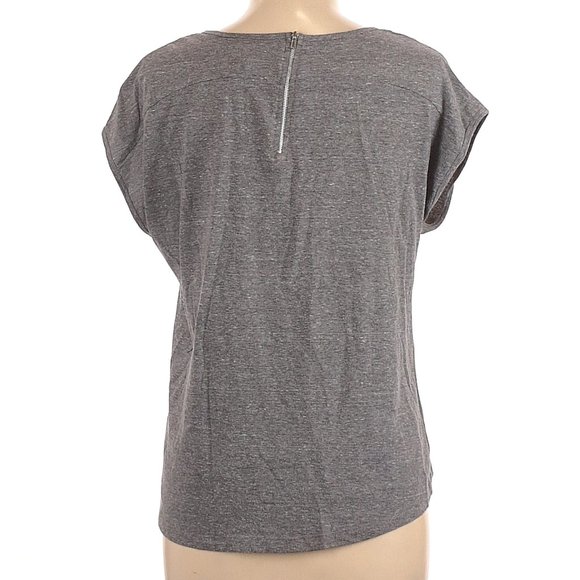 Just Be... oversized grey crop top zip in back high-low short sleeve juniors - M - Picture 13 of 13